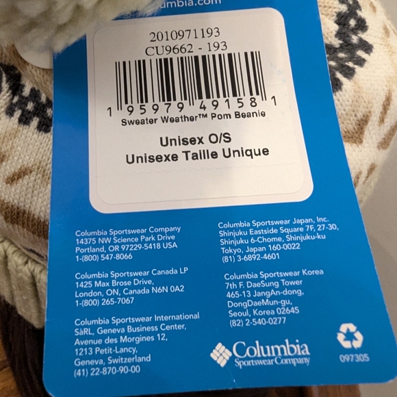 Columbia Unisex Sweater Weather Palmer Peak Pom Beanie Cream & gray - Picture 10 of 12